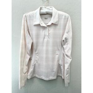 NIKE | Women’s White Multicolor Striped Long Sleeve Golf Polo | Medium